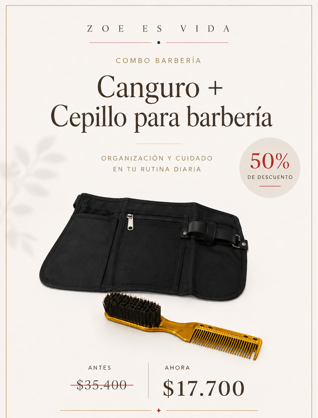 Canguro más cepillo para barbería
