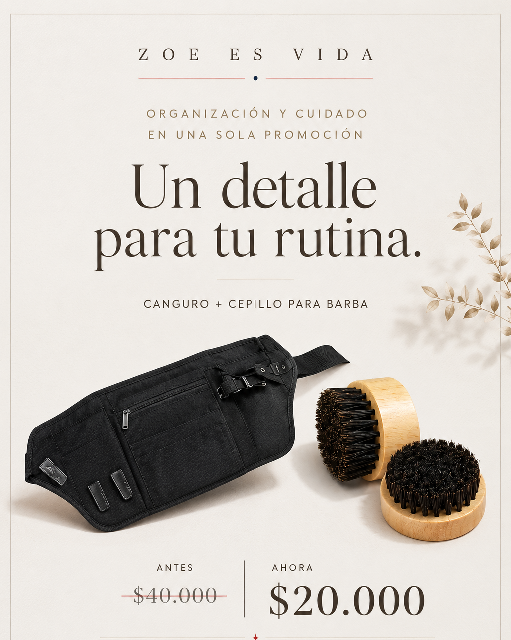 Canguro más cepillo para barba