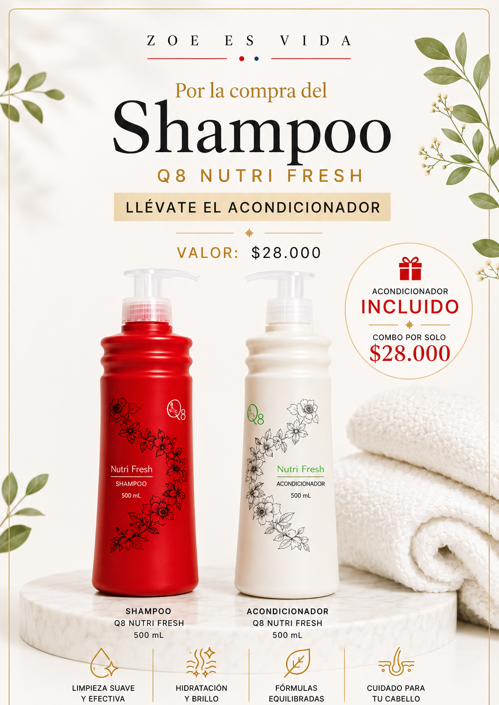 Shampoo Q8 Nutri Fresh + Acondicionador Nutri Fresh